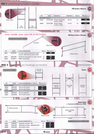 les cadres à douilles, cadres à assemblage par clavetage sur montant et les garde-corps à claveter sur montants M42, échafaudage façadier économique le plus simple du marché de l' échafaudage , le plus simple à manipuler, le plus stable, et conforme au décret du 01-09-2004 dans la version avec garde-corps monobloc sécurité . 