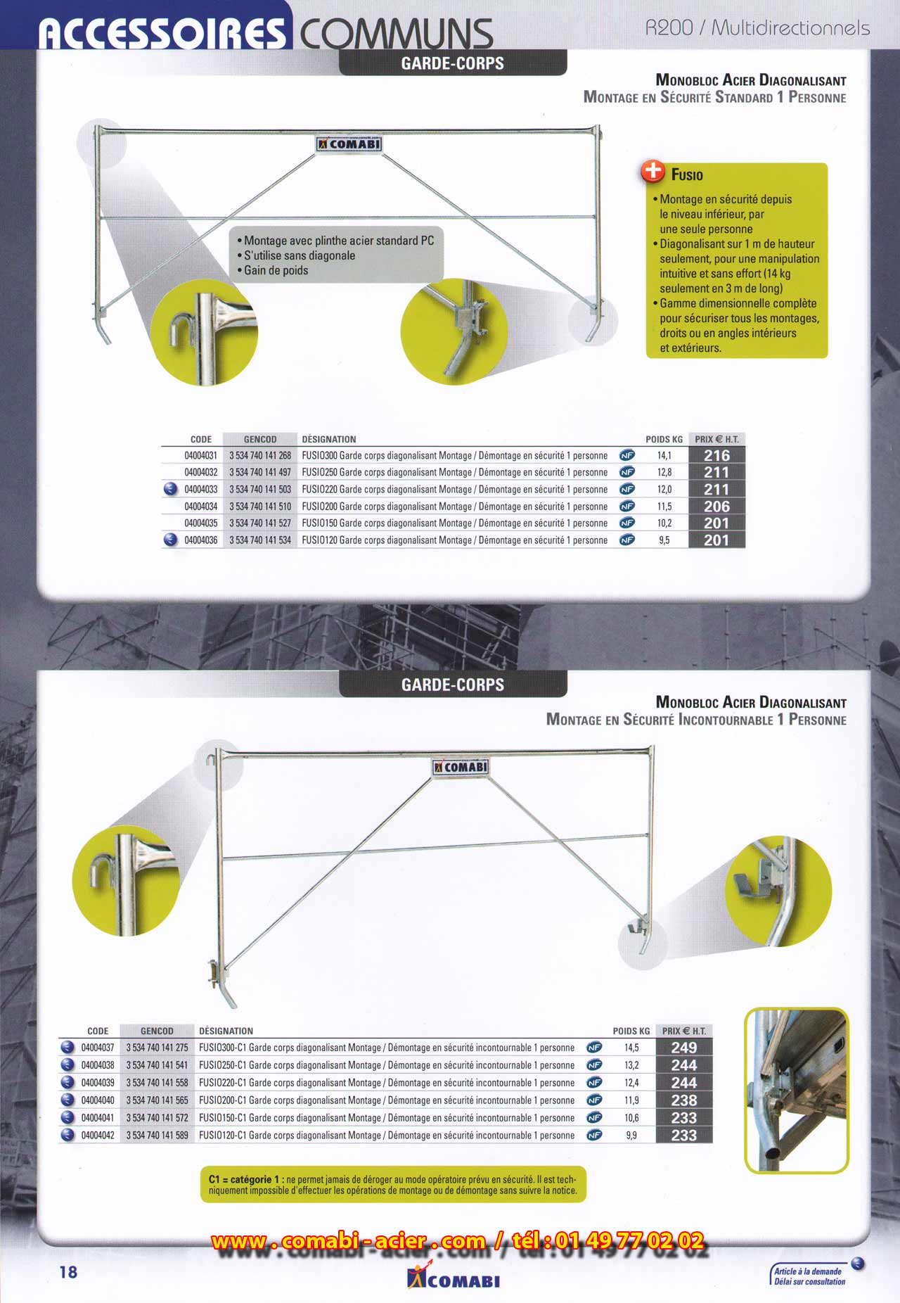 échafaudage multidirectionnel Soludium , poutres acier avec étriers et clavettes hauteur de 0.50 m, attache poutre murale, potres aluminium de 0.4 m, goupilles, manchon de liaison .