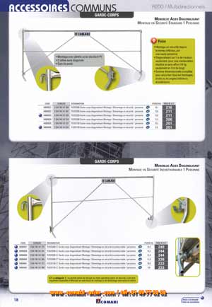 échafaudage multidirectionnel Soludium , garde-corps monobloc acier plinthe intgre montage par 1 et 2 personnes de 3 m, de 2.5 m, de 2m , 1.5 m ,en standards et 2.2 m, 1.2 m pour angles intérieur .