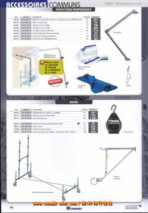 plinthes acier galvanisé à montage direct sur échafaudages acier Comabi, accessoires de liaison et de piquage , tubes acier ,colliers et manchons