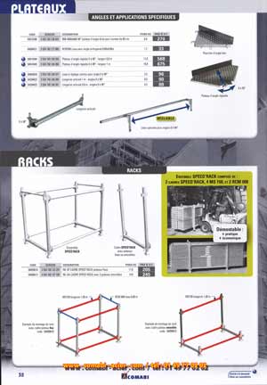 Plateaux d' angle , lisses pour angle, racks de stockage