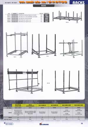 Racks de stockage de longerons , montants ,cadres R3, et garde-corps