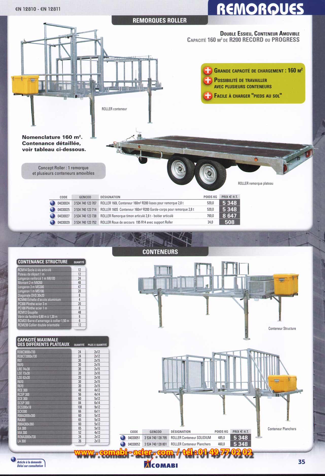 Remorque ROLLER double essieu pour transport de 160 m&sup2; de R200